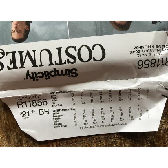 Simplicity Sewing Pattern R11858 Jacket Coat Vest Medieval Cosplay 46-52 UNCUT - Picture 3 of 3